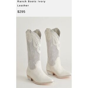 New w/box Dolce Vita Ranch Boots Ivory Italian Leather Western Cowgirl   Boots 6